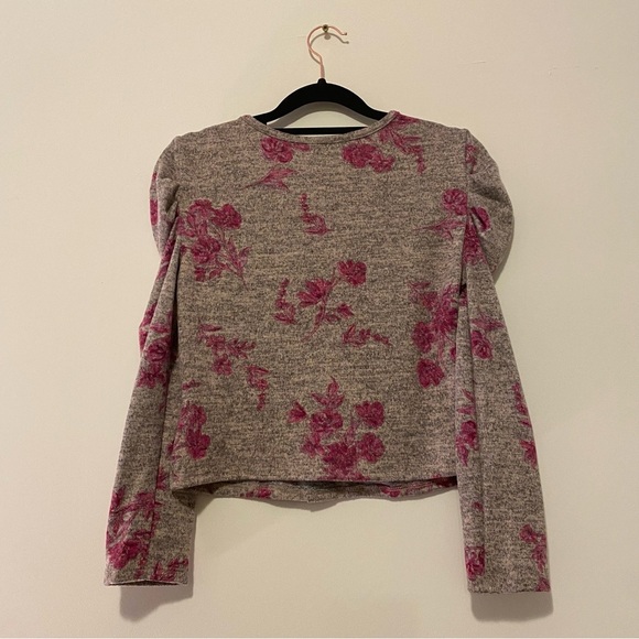 NWOT Girls XL Two Piece Grey Pink Floral Hacci Skirt Cardigan Set - Picture 3 of 15